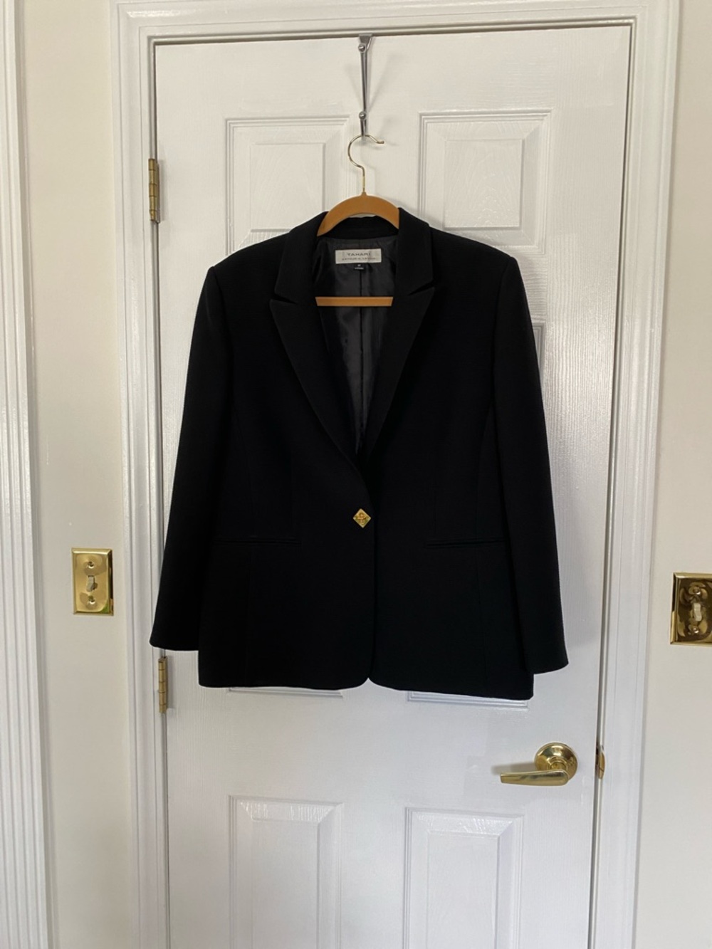 Tahari Black Single-Button Blazer with Gold Accent. Beautiful blazer